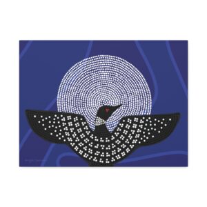 Indigenous Artwork Loon with Moon - Matte Canvas, Stretched, 24x18x1.25"