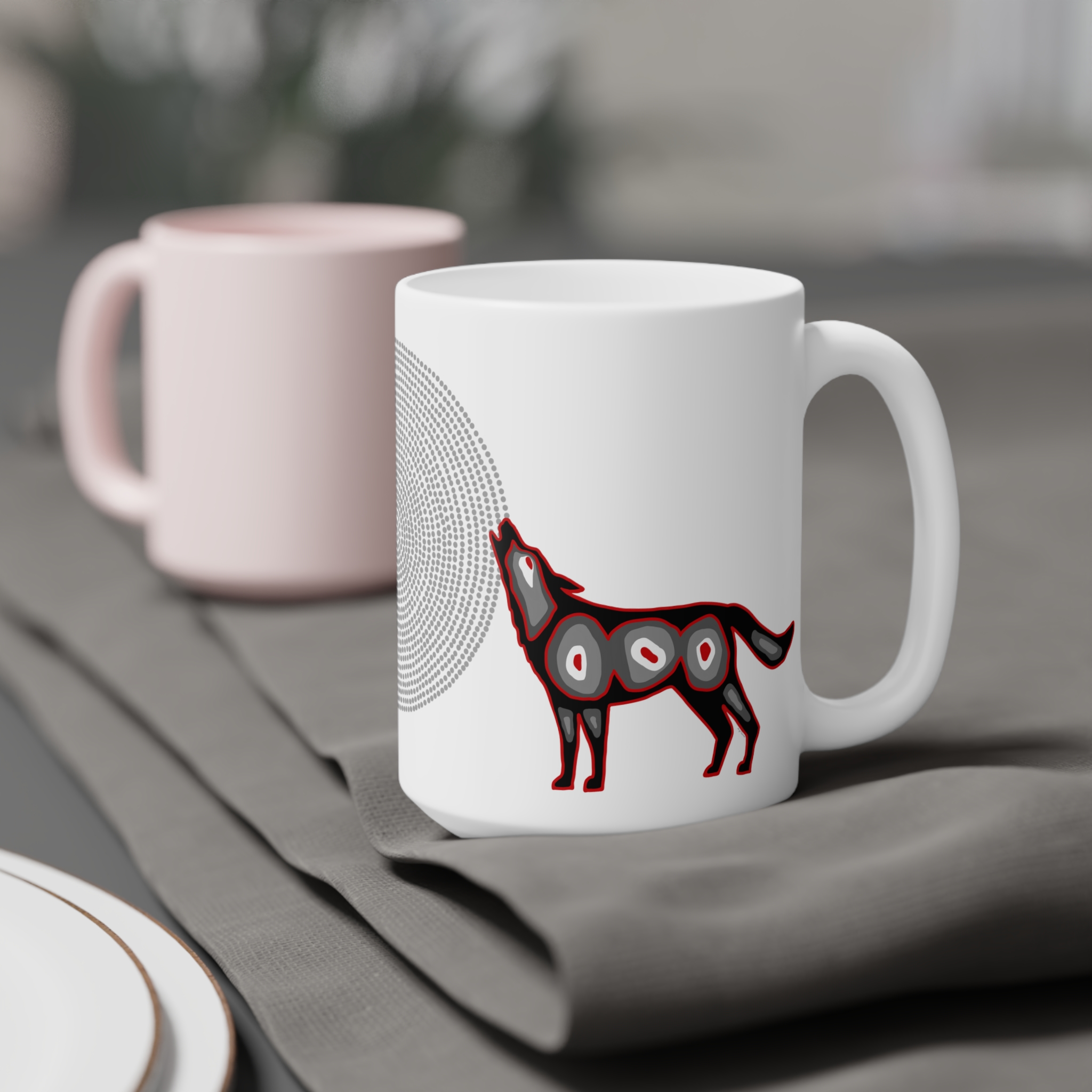 Wolf and Grandmother Moon Ceramic Mug - Image 8