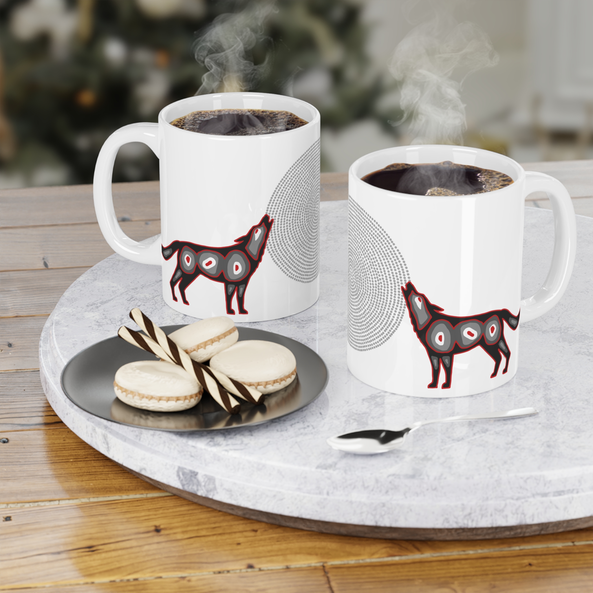 Wolf and Grandmother Moon Ceramic Mug - Image 4